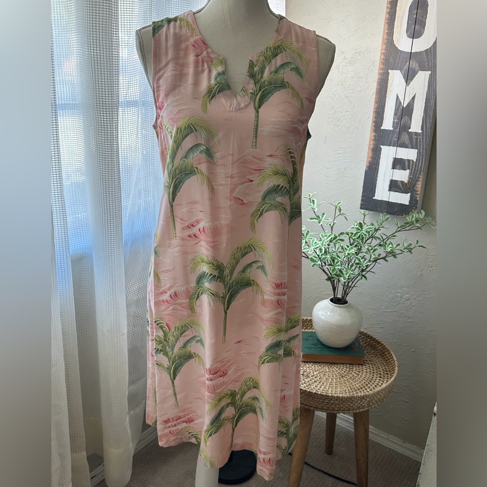 Tropical Pink Palm Midi Dress